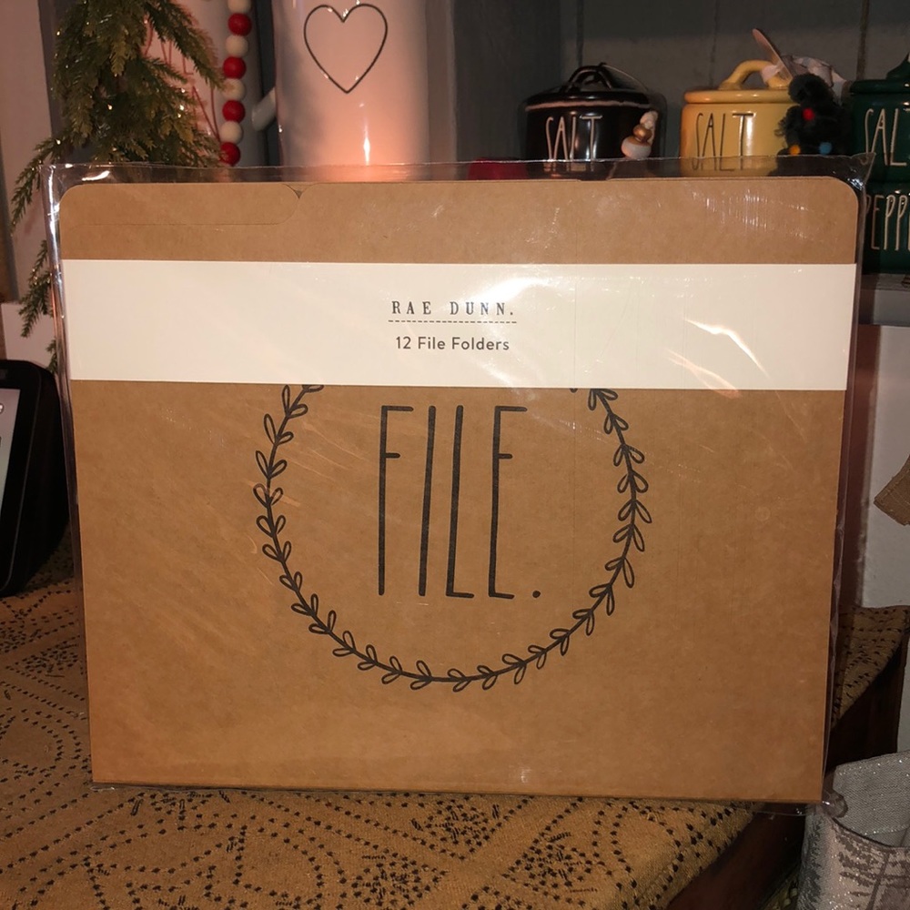 Rae Dunn FILE SAVE ORGANIZE Signature Collection 12 File Folders Brown